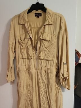 Black Label Khaki Utility Zip-Front Jacket Dress